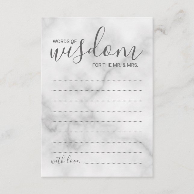 Classy Marble Wedding Advice and Wishes Card (Front)
