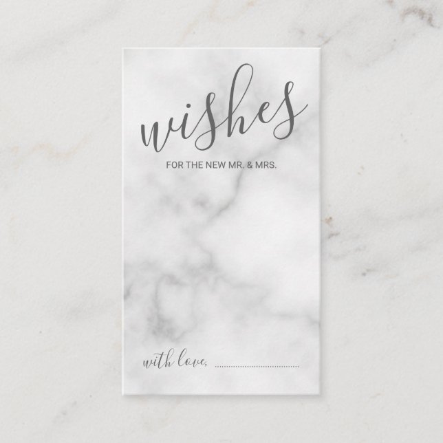 Classy Marble Wedding Advice and Wishes Card (Front)