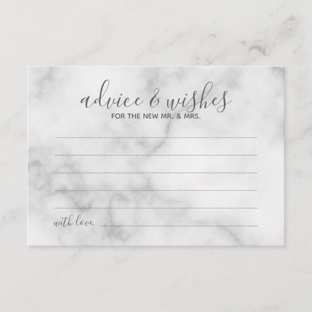 Classy Marble Wedding Advice and Wishes Card (Front)