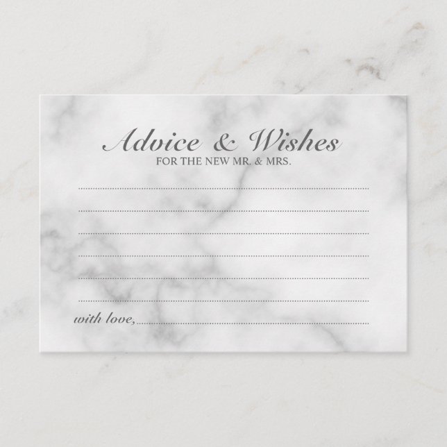 Classy Marble Wedding Advice and Wishes Card (Front)