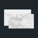 Classy Marble Wedding Advice and Wishes Card<br><div class="desc">Add a personal touch to your wedding with a modern script wedding advice and wishes card. This advice card features title 'words of wisdom' with details in grey script and sans serif font style on white marble background. Perfect for wedding, baby shower, birthday party, bridal shower, bachelorette party and any...</div>