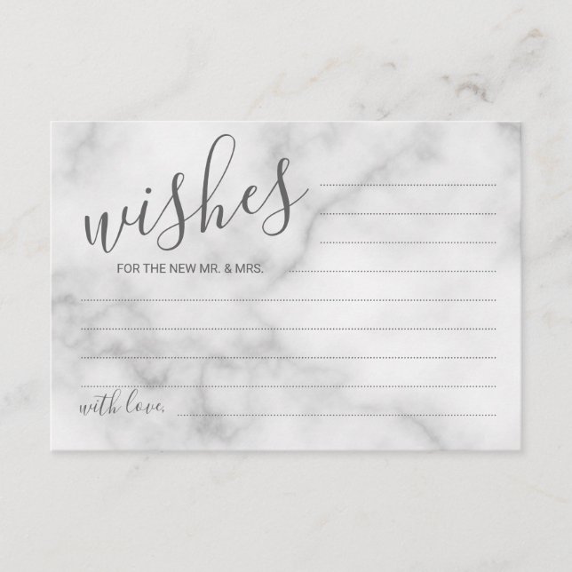 Classy Marble Wedding Advice and Wishes Card (Front)