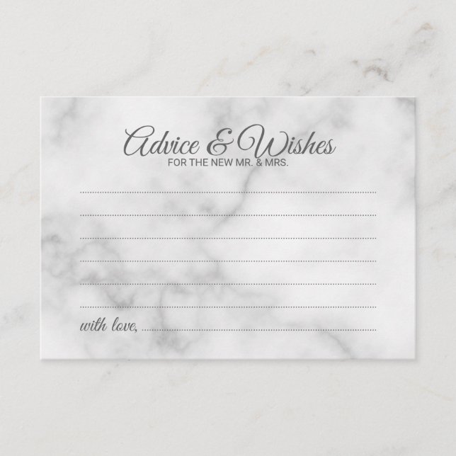 Classy Marble Wedding Advice and Wishes Card (Front)