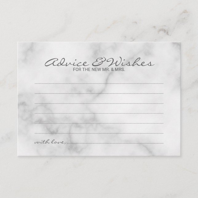 Classy Marble Wedding Advice and Wishes Card (Front)
