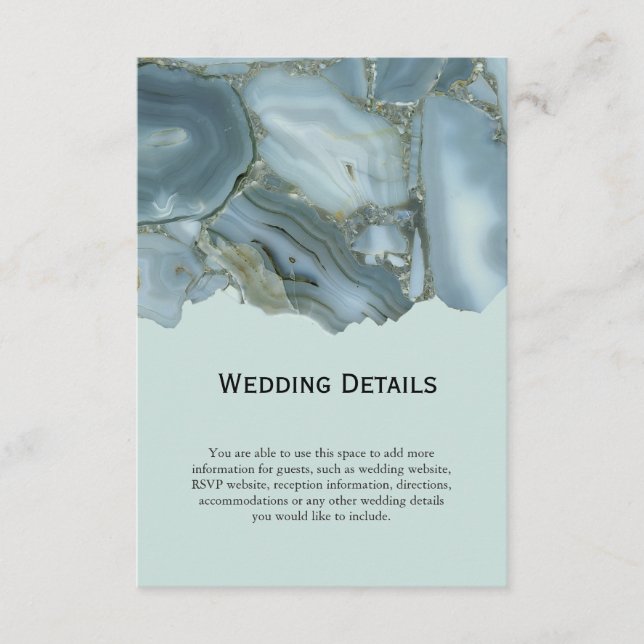 Classy Marble Wedding Details Information Enclosure Card (Front)