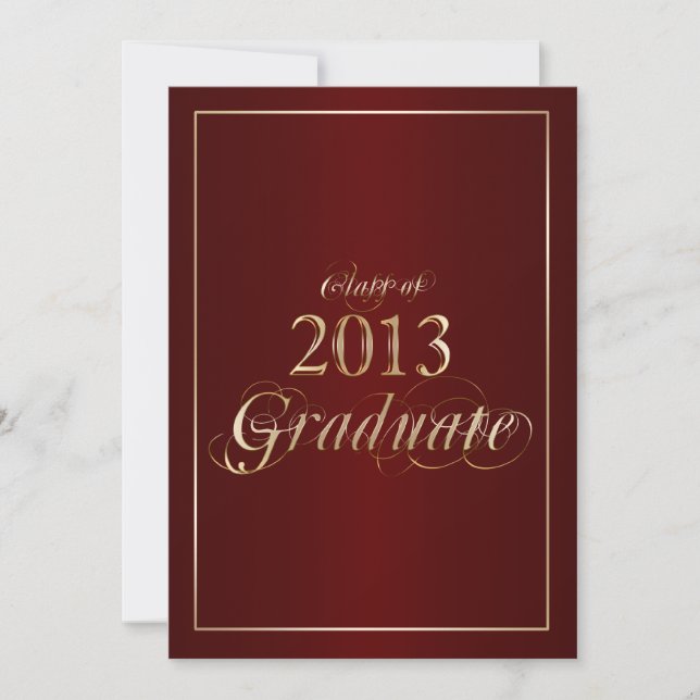 Classy Maroon and Gold 2013 Graduate Invitation (Front)