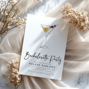 Classy Martini Cocktail Elegant Bachelorette Party Invitation