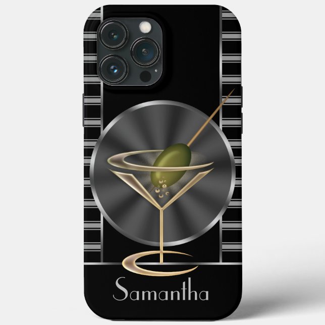 Classy Martini Cocktail Glass Personalised Case-Mate iPhone Case (Back)