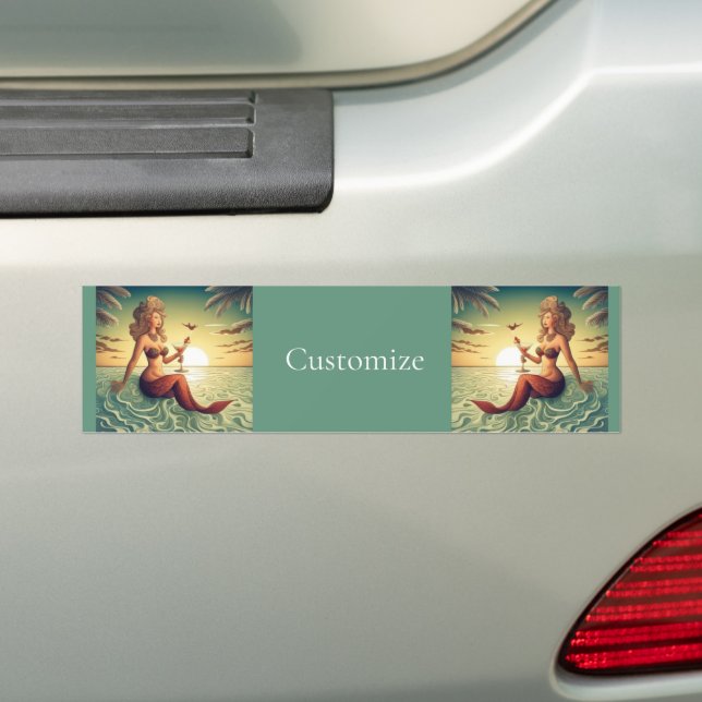 Classy Martini Mermaid Thunder_Cove  Bumper Sticker (On Car)