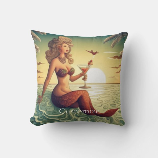 Classy Martini Mermaid Thunder_Cove  Cushion (Front)