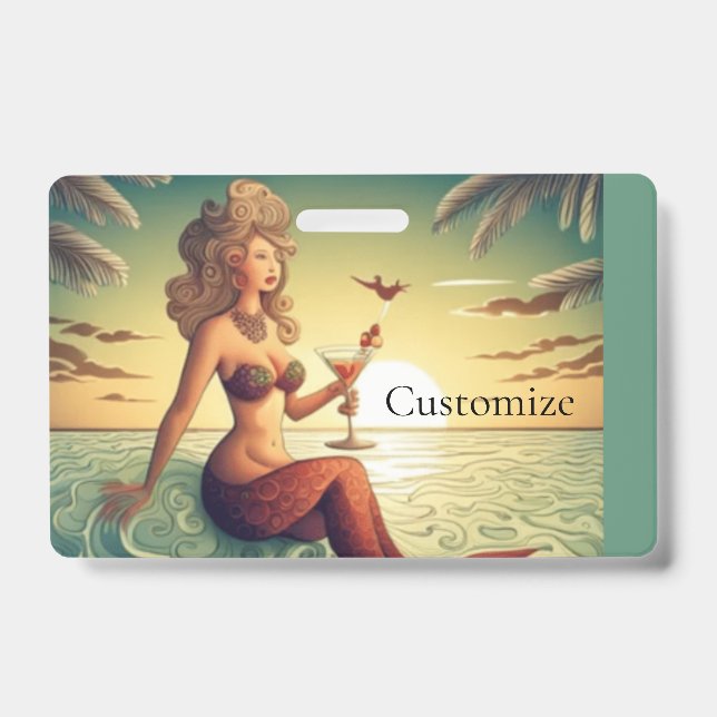 Classy Martini Mermaid Thunder_Cove  ID Badge (Front)