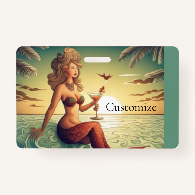 Classy Martini Mermaid Thunder_Cove  ID Badge (Front)