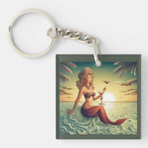 Classy Martini Mermaid Thunder_Cove  Key Ring