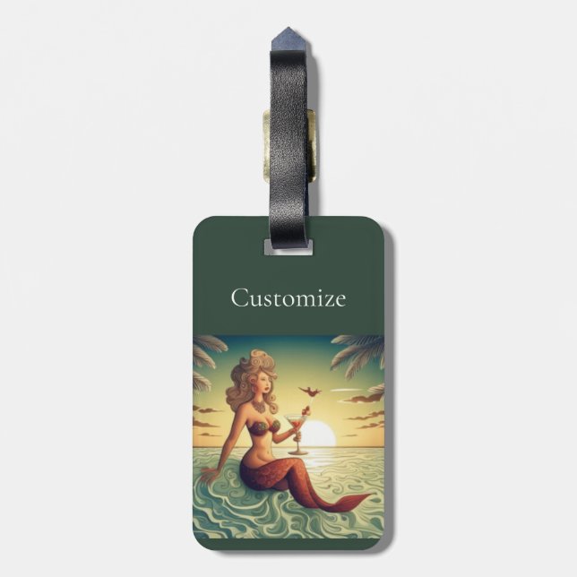 Classy Martini Mermaid Thunder_Cove  Luggage Tag (Back Vertical)