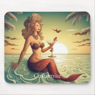 Classy Martini Mermaid Thunder_Cove Mouse Mat