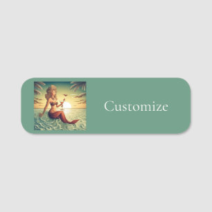 Classy Martini Mermaid Thunder_Cove Name Tag