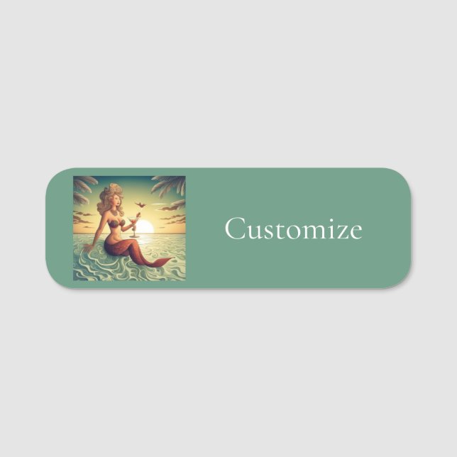 Classy Martini Mermaid Thunder_Cove  Name Tag (Front)