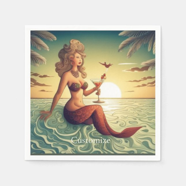 Classy Martini Mermaid Thunder_Cove  Napkin (Front)