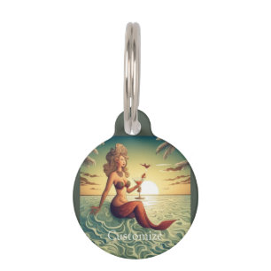 Classy Martini Mermaid Thunder_Cove Pet Tag