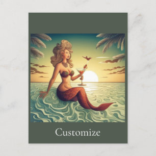 Classy Martini Mermaid Thunder_Cove  Postcard
