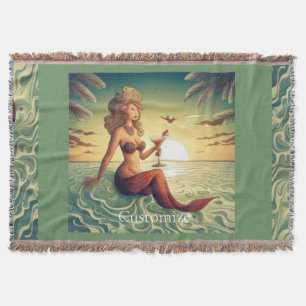 Classy Martini Mermaid Thunder_Cove  Throw Blanket