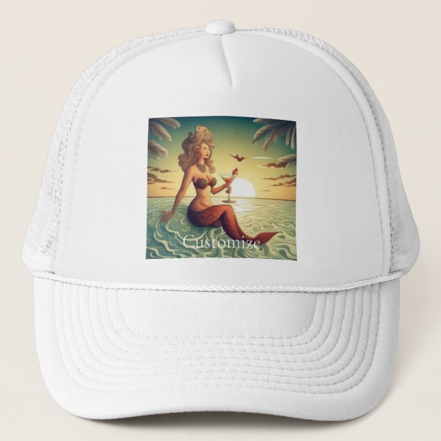 Classy Martini Mermaid Thunder_Cove  Trucker Hat (Front)