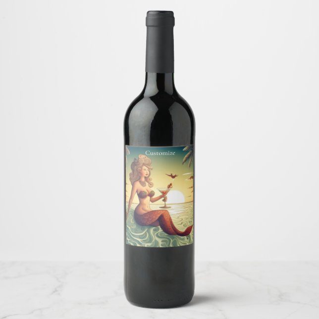 Classy Martini Mermaid Thunder_Cove  Wine Label (Front)