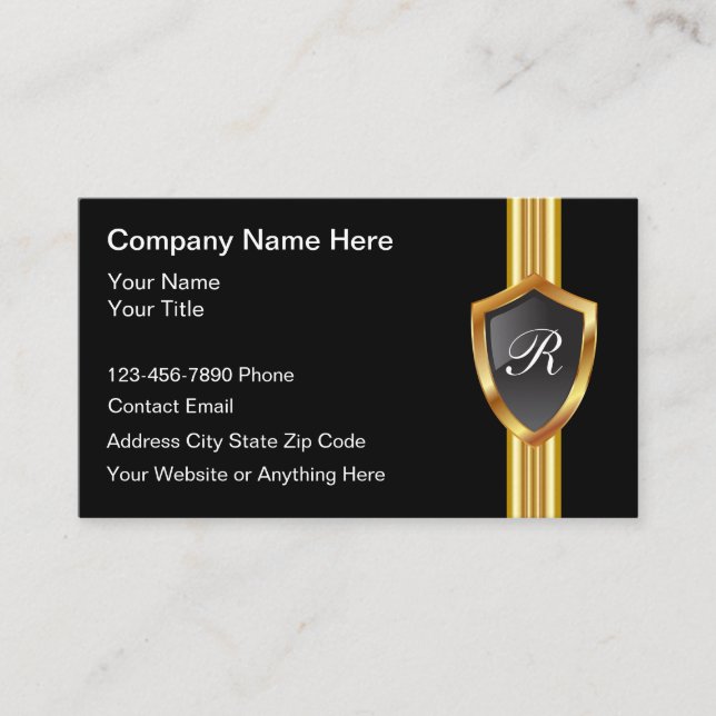 Classy Masculine Monogram Business Cards (Front)