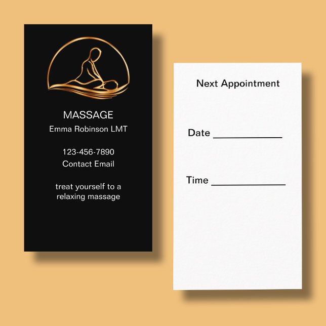 Classy Massage Appointment Reminder Business Cards (Creator Uploaded)