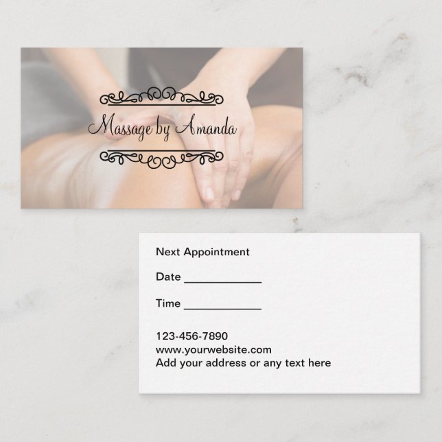 Classy Massage Therapist Appointment Cards (Front/Back)
