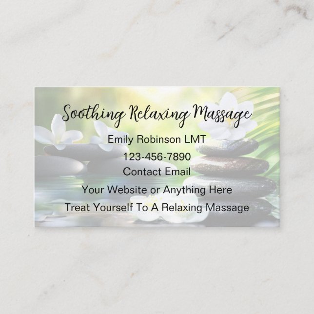 Classy Massage Therapist Business Cards (Front)
