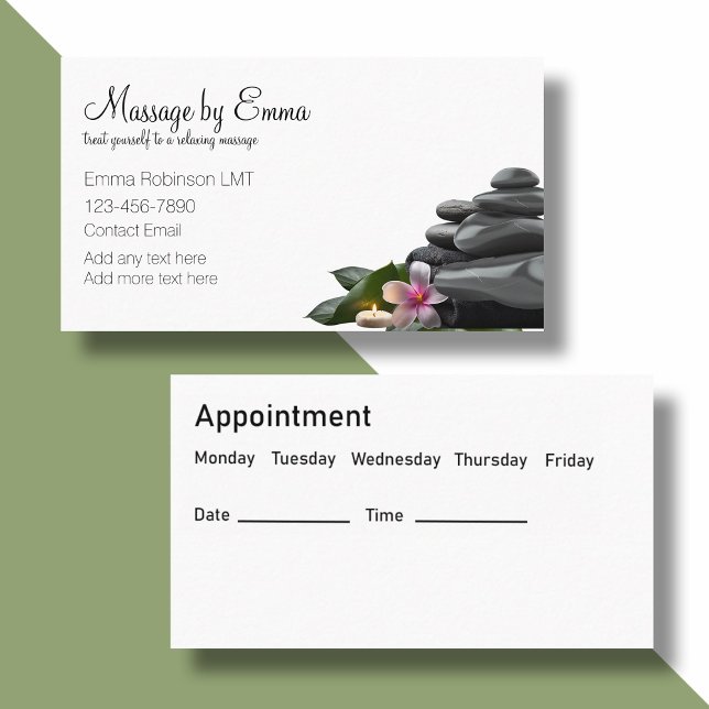 Classy Massage Therapy Appointment Cards (Creator Uploaded)