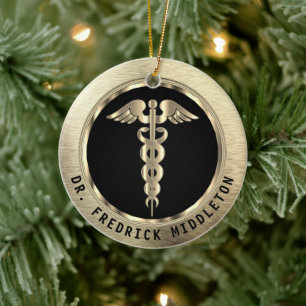 Classy Medical 👨⚕️ - Black and Gold  Ceramic Tree Decoration