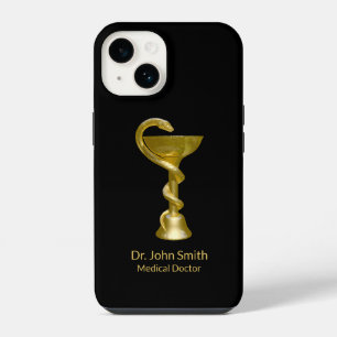 Classy Medical Bowl Hygieia Gold Snake Caduceus iPhone 14 Case
