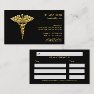 Classy Medical Gold Caduceus on Black Appointment