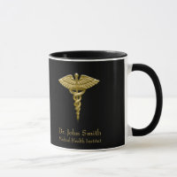 Classy Medical Gold Caduceus on Black