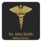 Classy Medical Gold Caduceus on Black - Sticker