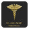 Classy Medical Gold Caduceus on Black - Sticker