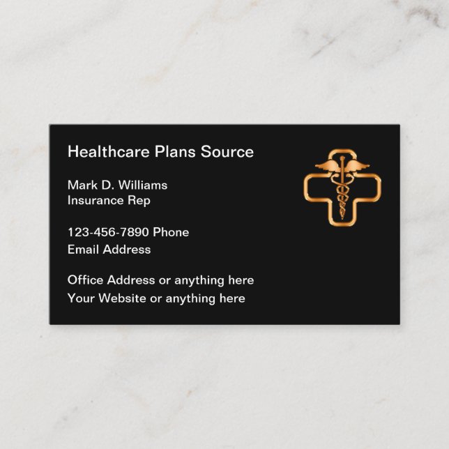 Classy Medical Health Plans Rep Business Card (Front)