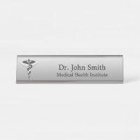 Classy Medical Noble Elegant Black White Caduceus