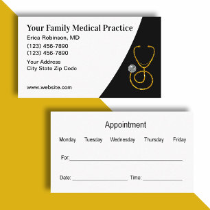 Classy Medical Patient Appointment Business Cards