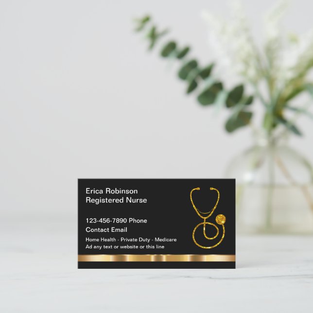 Classy Medical Registered Nurse Business Cards  (Standing Front)