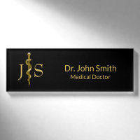 Classy Medical Rod of Asclepius Gold on Black