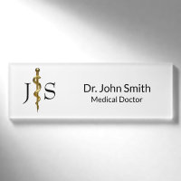 Classy Medical Rod of Asclepius Gold on White