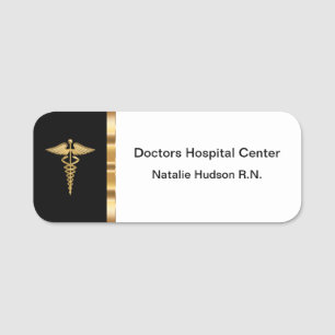 Classy Medical Staff Caduceus Symbol Name Tag