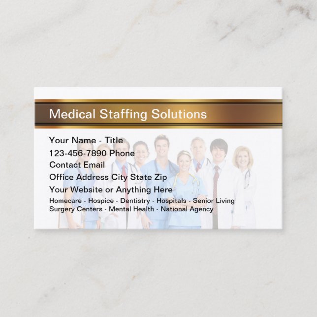 Classy Medical Staffing Recruitment Agency  Business Card (Front)