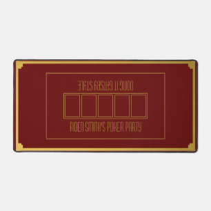 Classy Men's Texas Hold'em Red Gold Poker Table Desk Mat