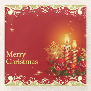 Classy Merry Christmas Glass Coaster