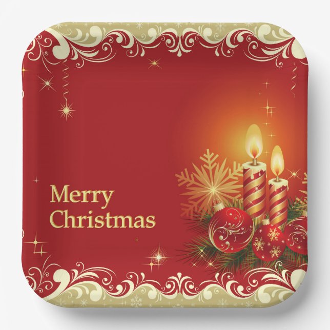 Classy Merry Christmas Paper Plate (Front)