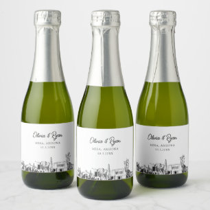 Classy Mesa Arizona Wedding Favour Custom Mini  Sparkling Wine Label